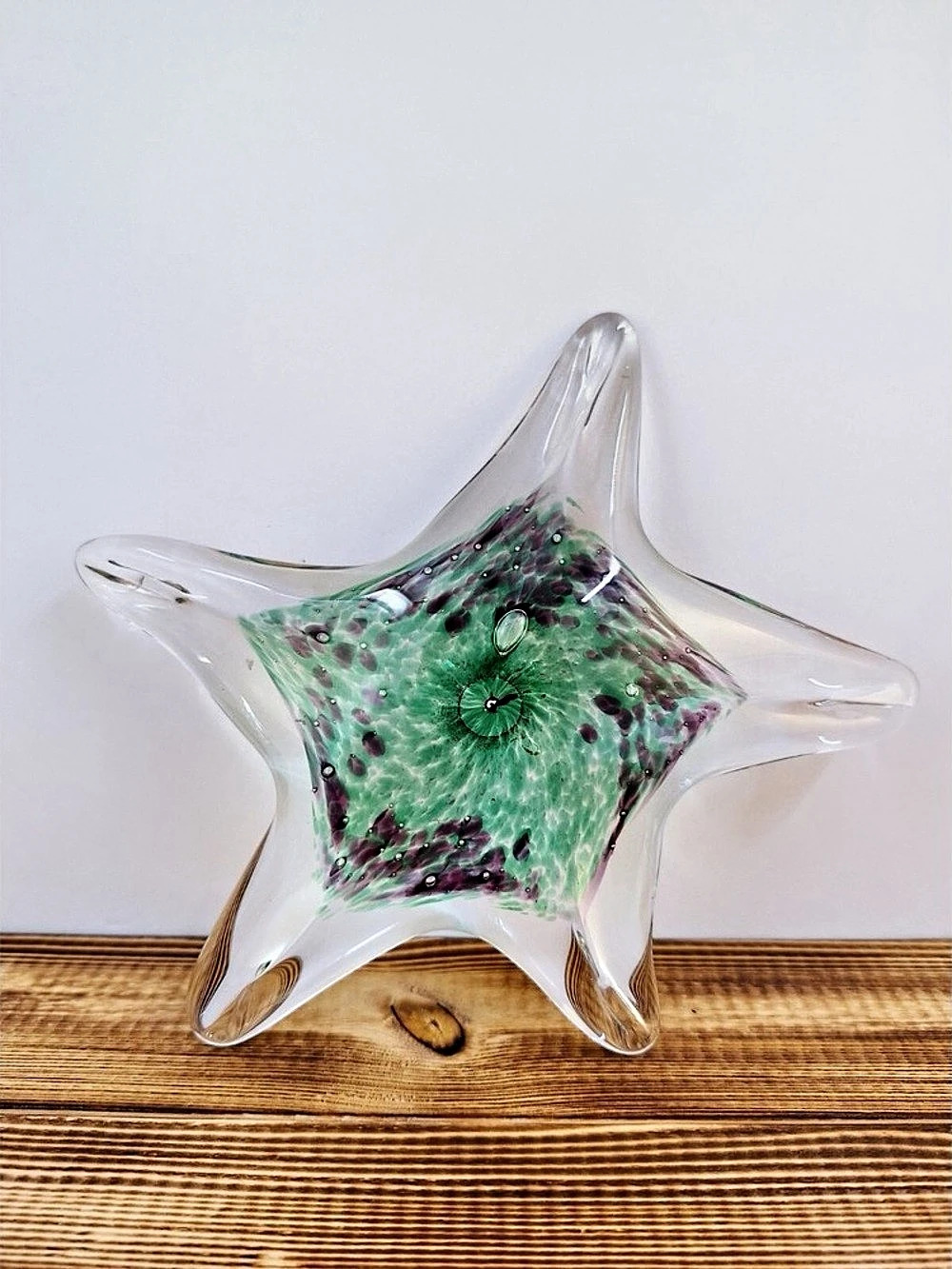 Green & Clear Glass Starfish Art